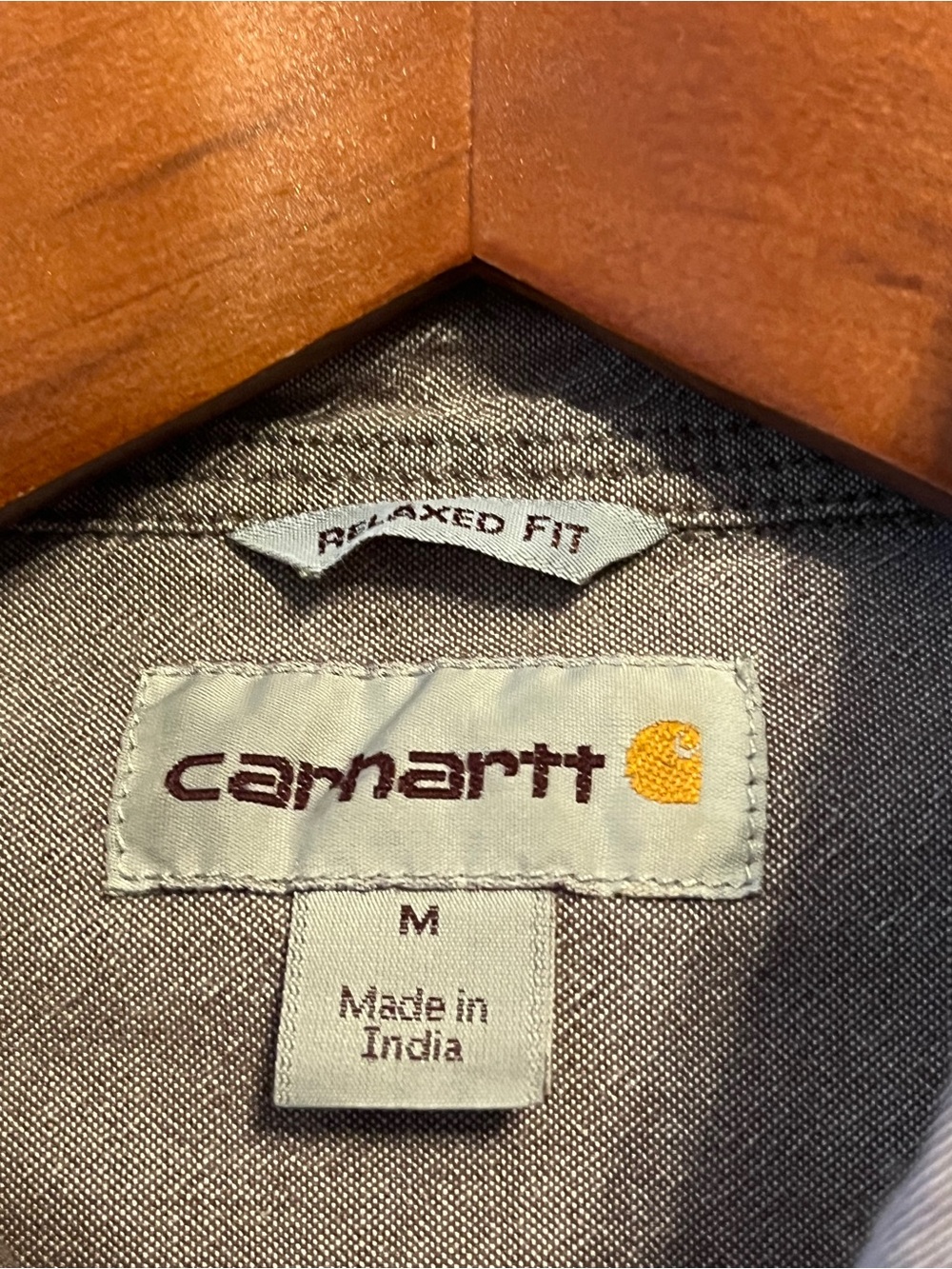 Carhartt Men’s M Relaxed Fit Taupe Button Front Work Shirt - Picture 8 of 8